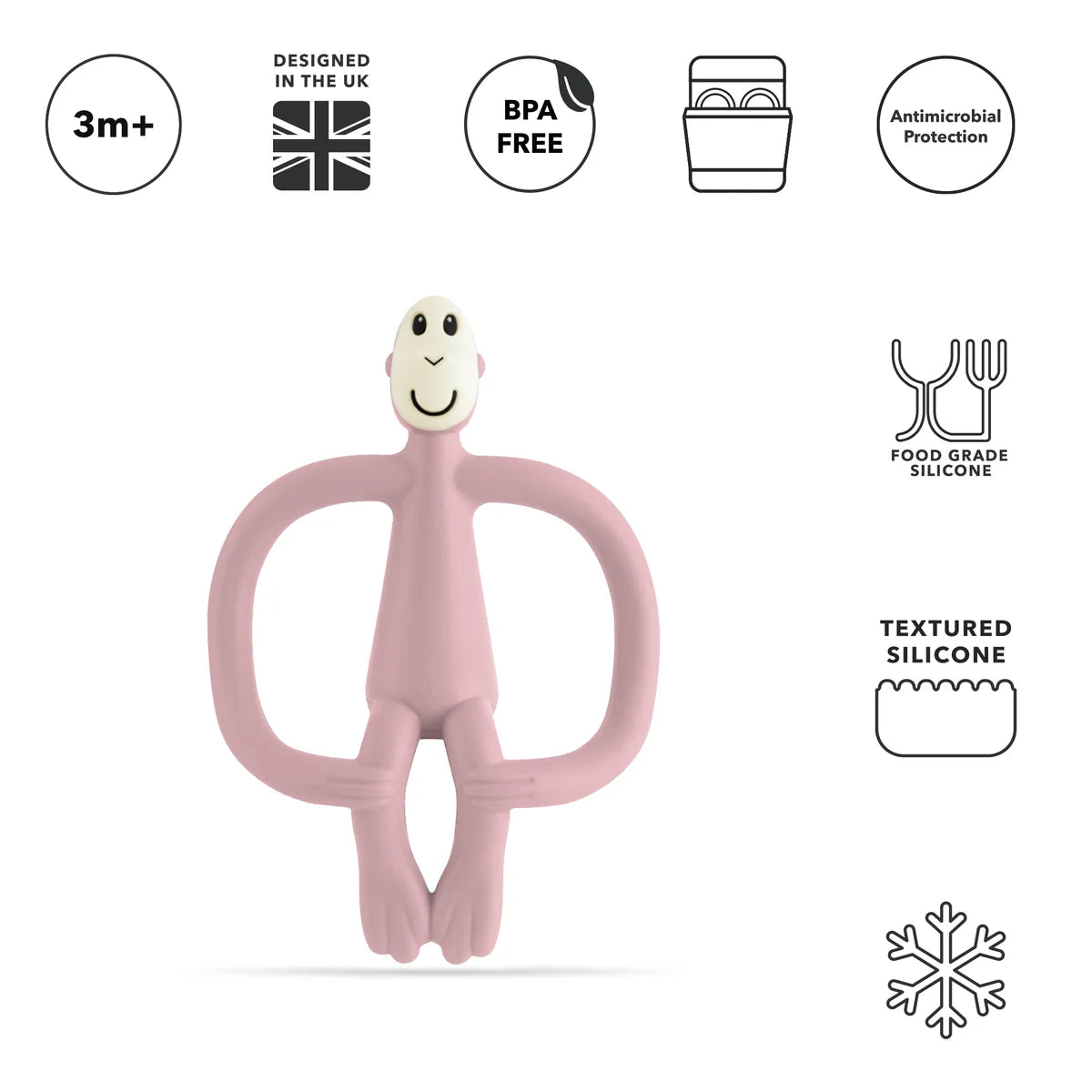 Matchstick Monkey Original Teething Toy - Dusty Pink