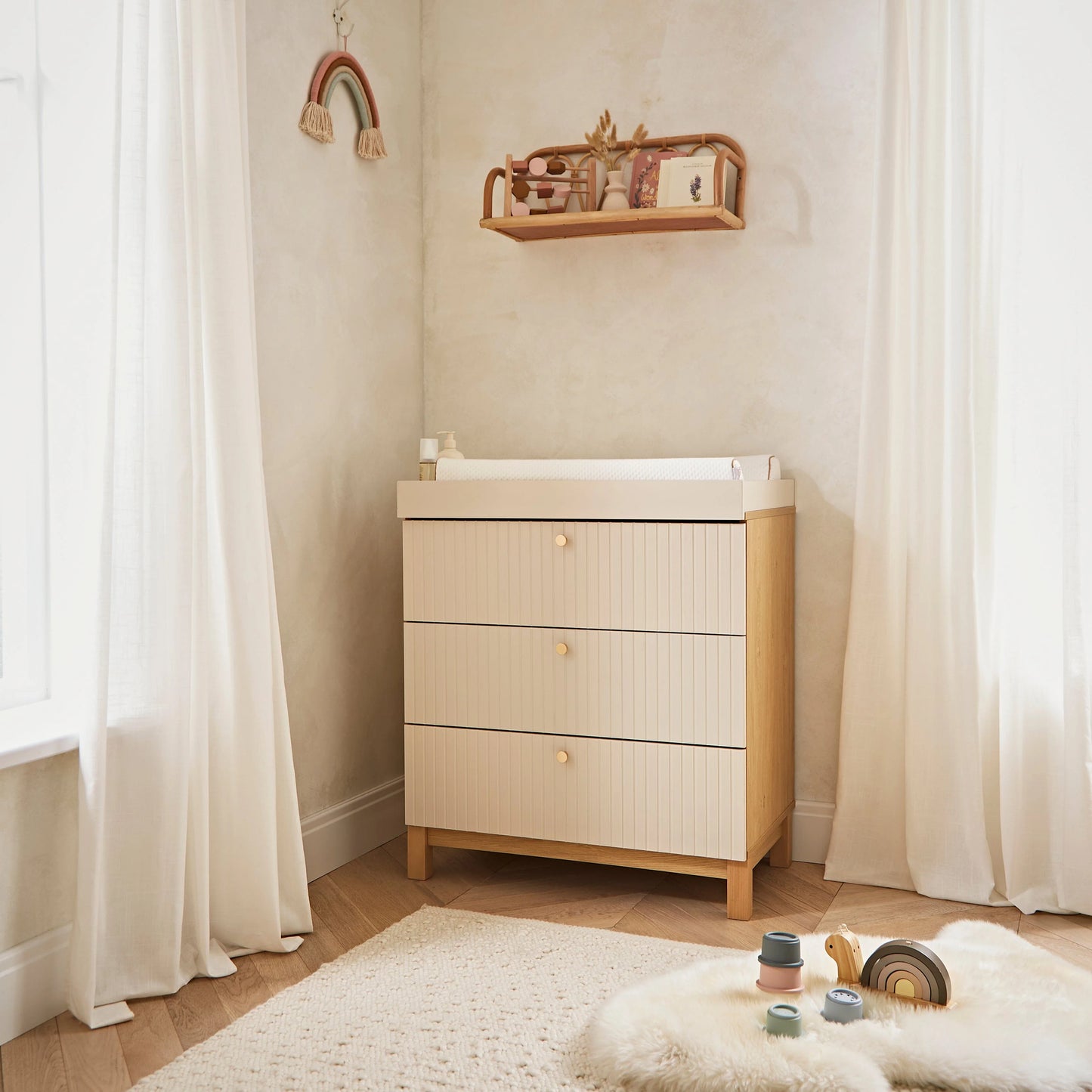 CuddleCo Remi 2 Piece Nursery Furniture Set - Oak & Cashmere