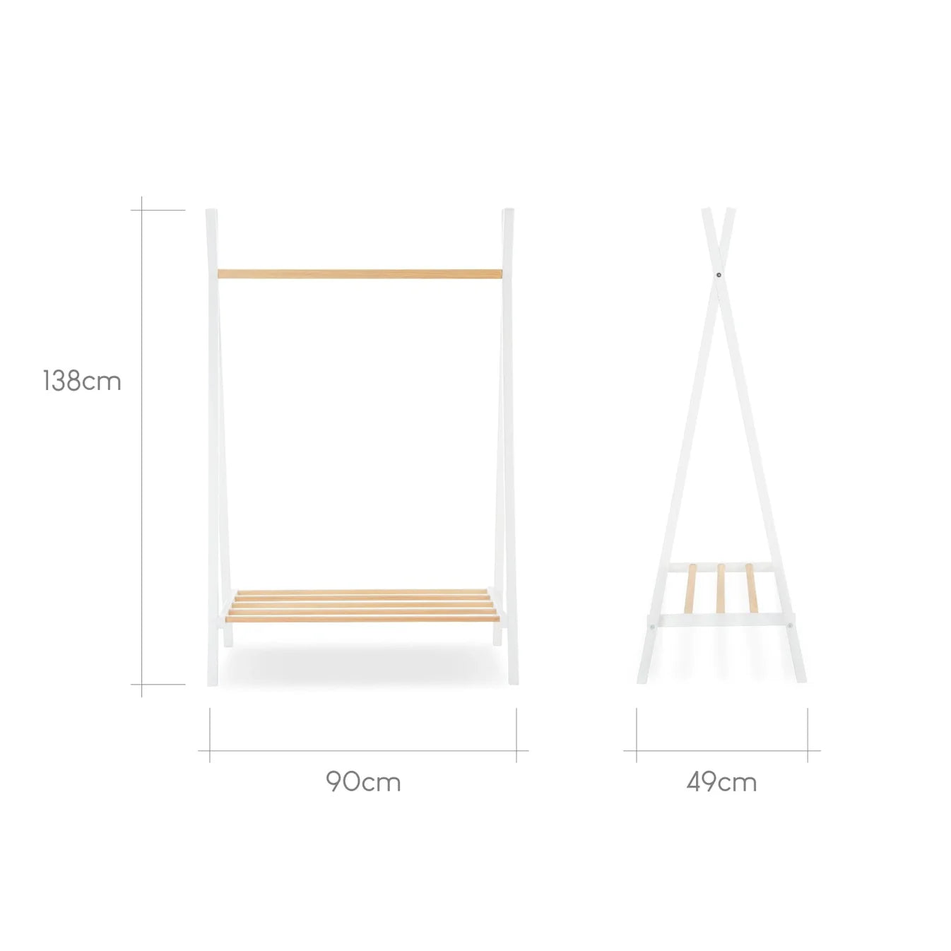 CuddleCo Nola Clothes Rail - White & Natural