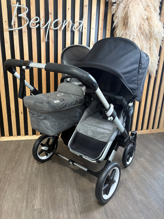 PRE LOVED Bugaboo Donkey3 Double Pushchair Bundle - Grey Melange/Midnight Black