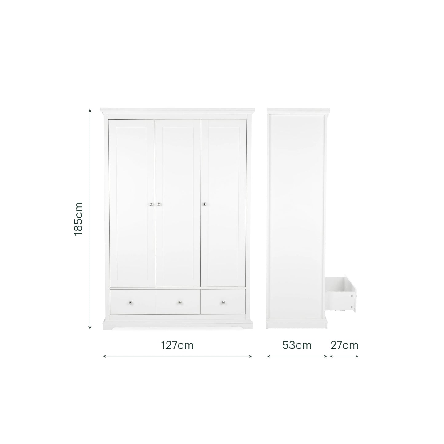 CuddleCo Beaumont Triple Wardrobe - White