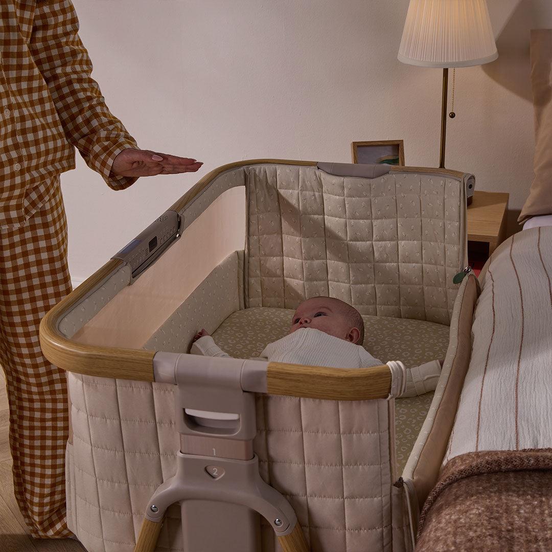 Tutti Bambini Cozee Sense Bedside Crib - Toasted Oak/Sand