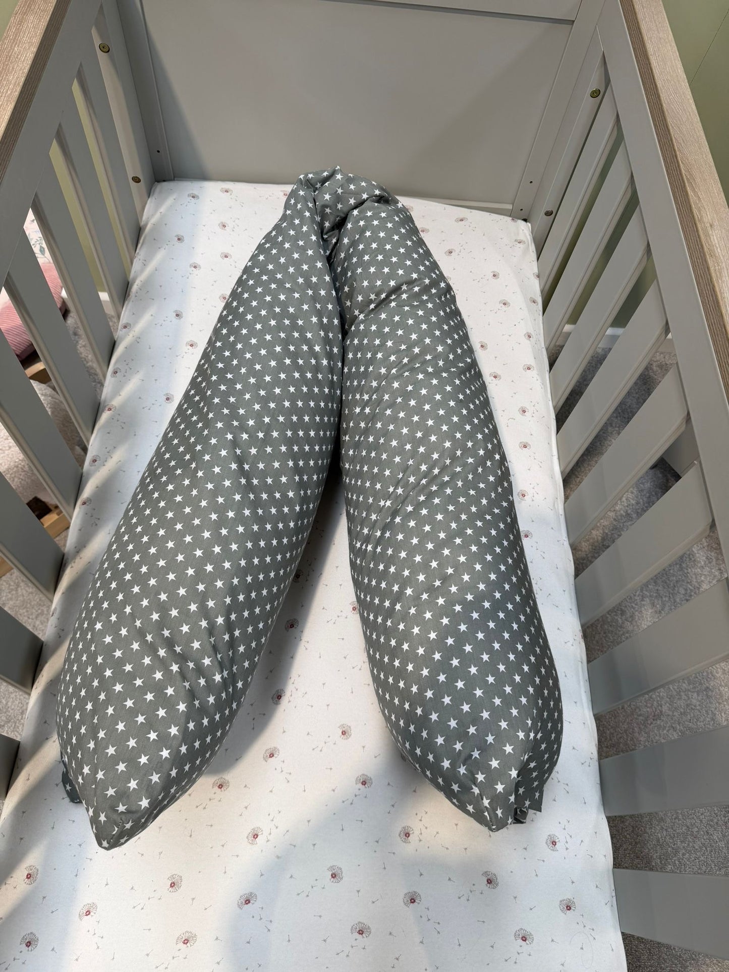 EX DISPLAY Cuddles Collection 6ft Body & Baby Sleep Support - Grey/White Stars