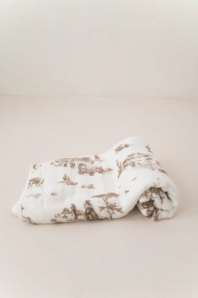 The Gilded Bird Western Toile Bamboo Baby Blanket