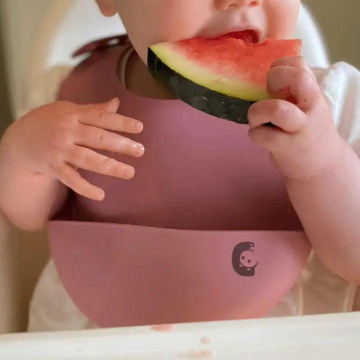 Cheeky Chompers Silicone Feeding Bibs - Dusky Pink & Deep Rose 2 Pack