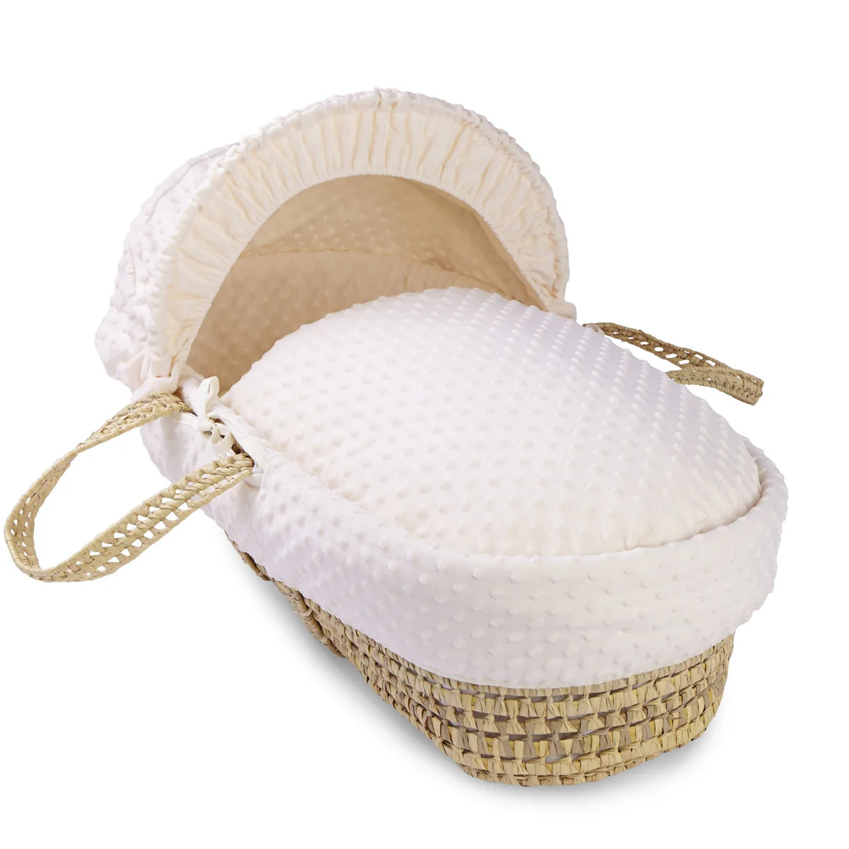 Clair De Lune Dimple Palm Moses Basket + Rocking Stand - Cream