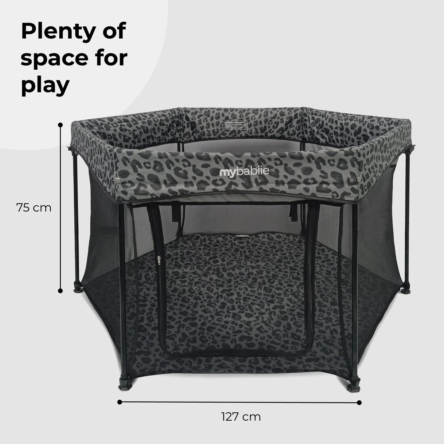 My Babiie Baby Playpen - Grey Leopard