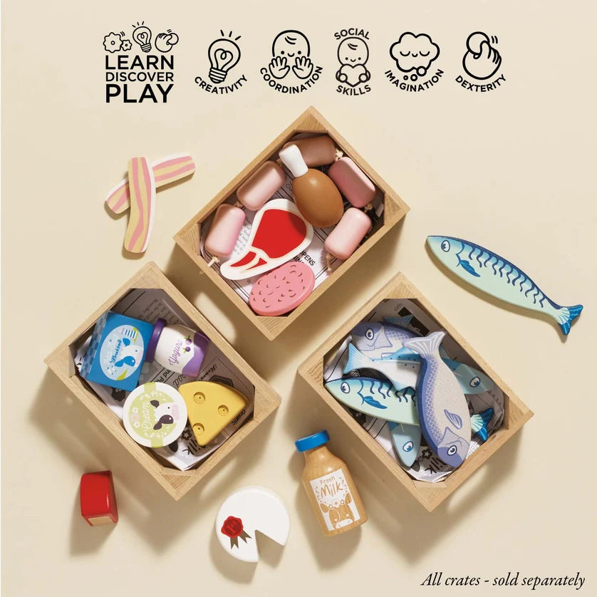Le Toy Van Cheese & Dairy Wooden Market Crate