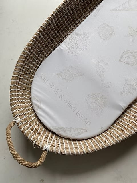 Ralphie Bear Changing Basket Mat Liner - Seashell
