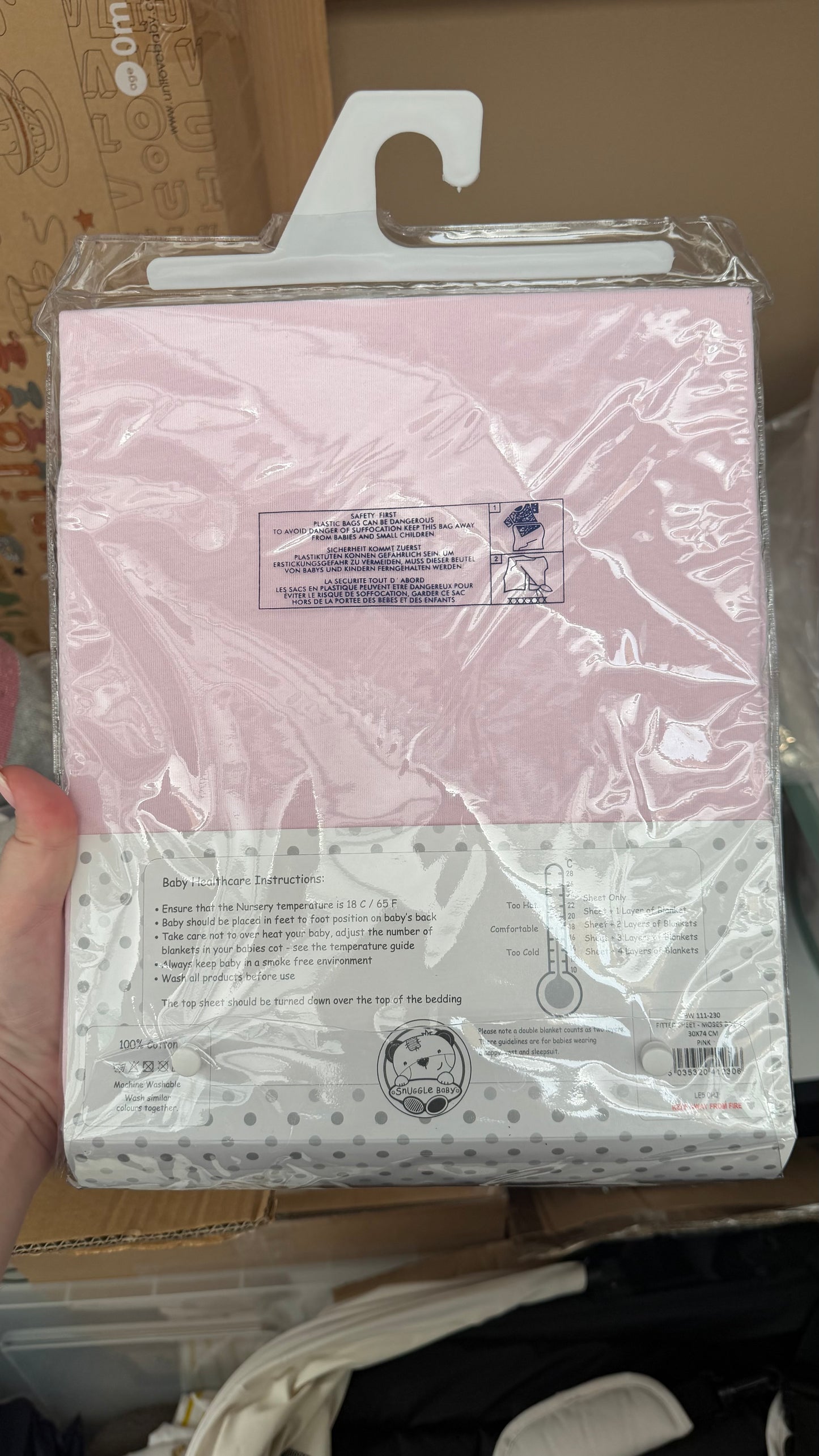 Snuggle Baby Fitted Moses basket sheets - Pink