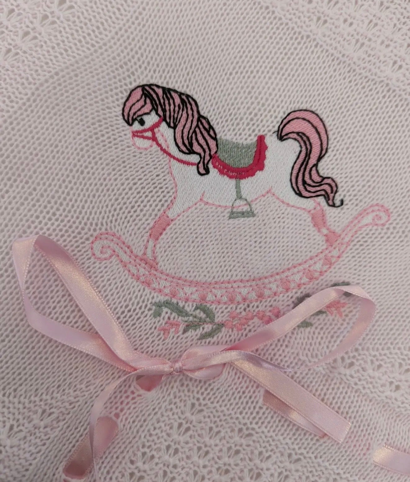 Beau Kid Rocking Horse Knitted Baby Blanket - Pink