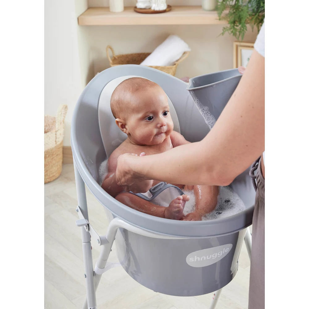 Shnuggle Baby Bath With Plug & Foam Backrest - Pebble