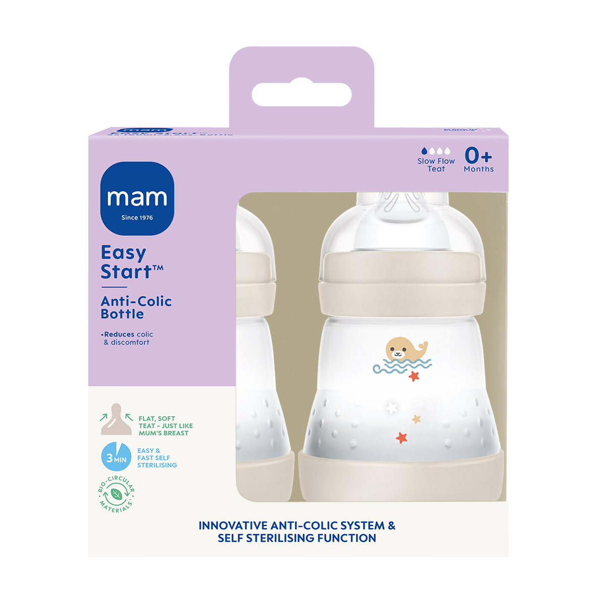 MAM Easy Start Colours Of Nature 160Ml 2 Pack Bottles - Taupe