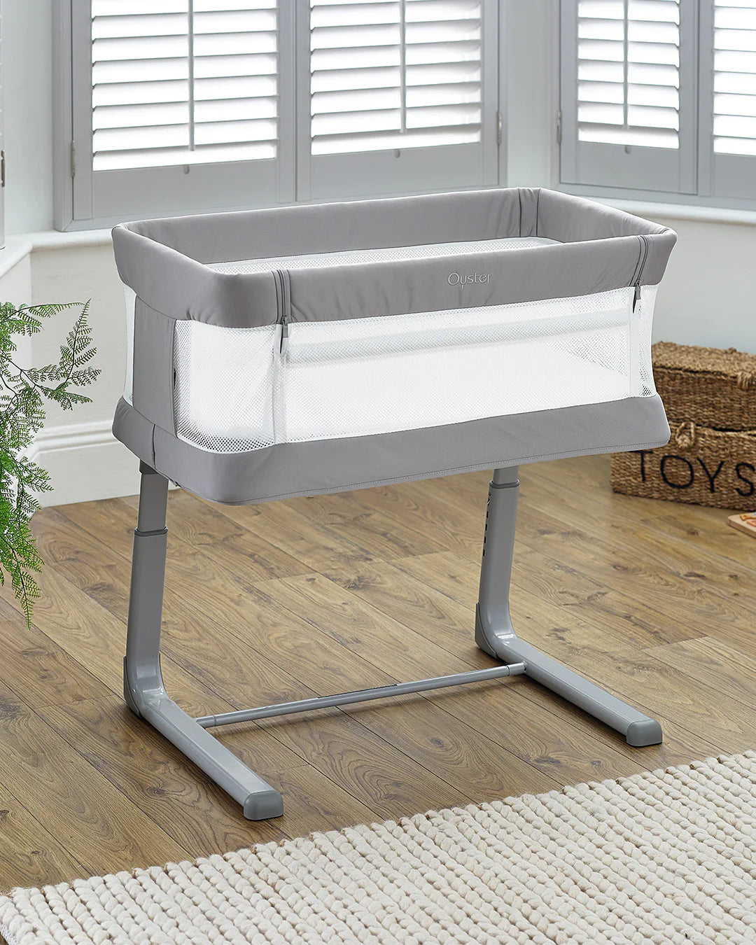 Oyster Drop Side Wiggle Crib Co-Sleeper - Mink