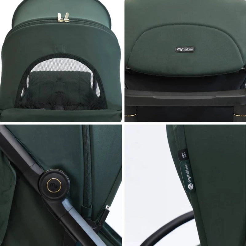 My Babiie MBX7 Plus Auto Fold Compact Stroller - Forest Green