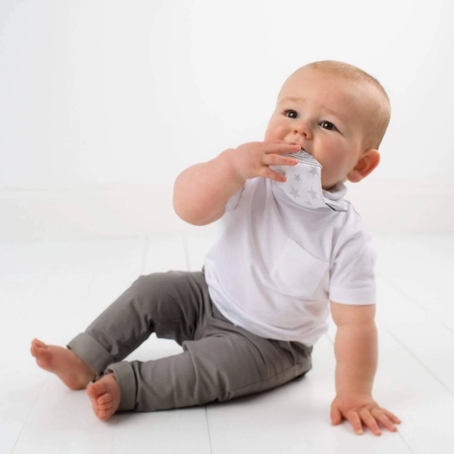 Cheeky Chompers Neckerchew Teething Dribble Bib - Silver Stars