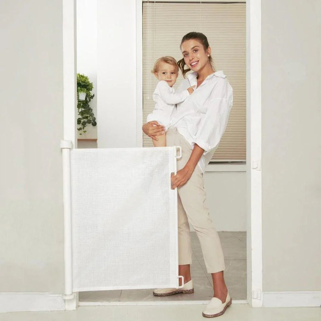 Momcozy Retractable Safety Baby Gate - White