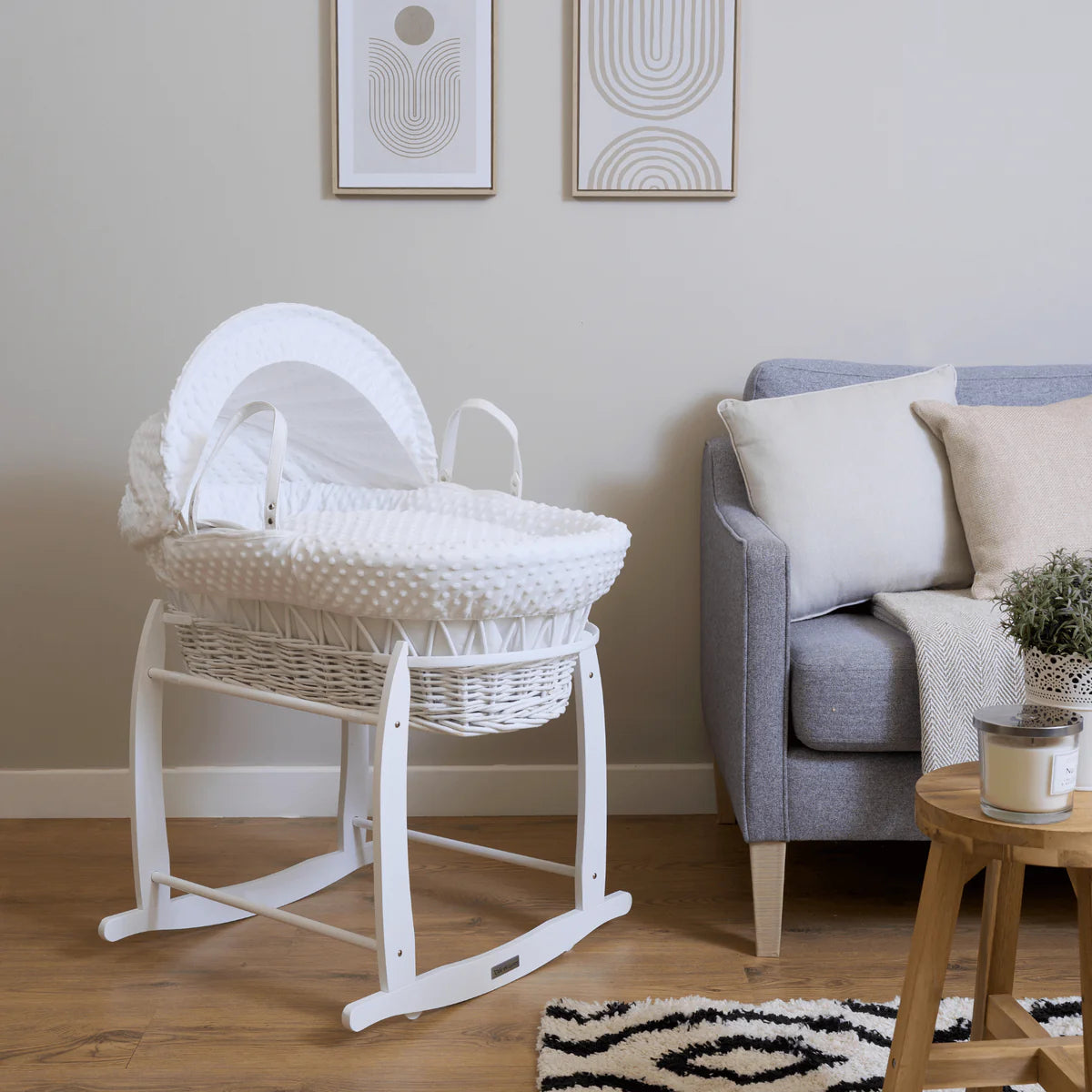 OPEN BOX Clair De Lune Deluxe Rocking Moses Basket Stand - White