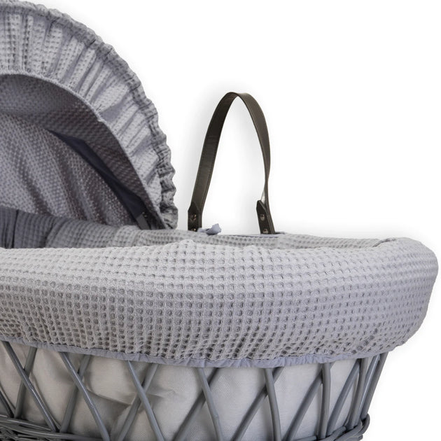 Clair De Lune Waffle Grey Wicker Moses Basket Rocking Stand