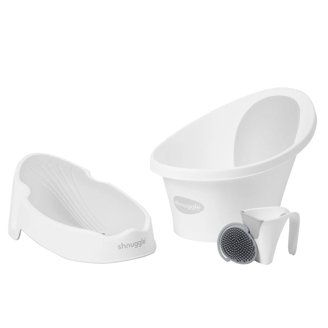 Shnuggle Newborn Support and Baby Bath Bundle White/Grey