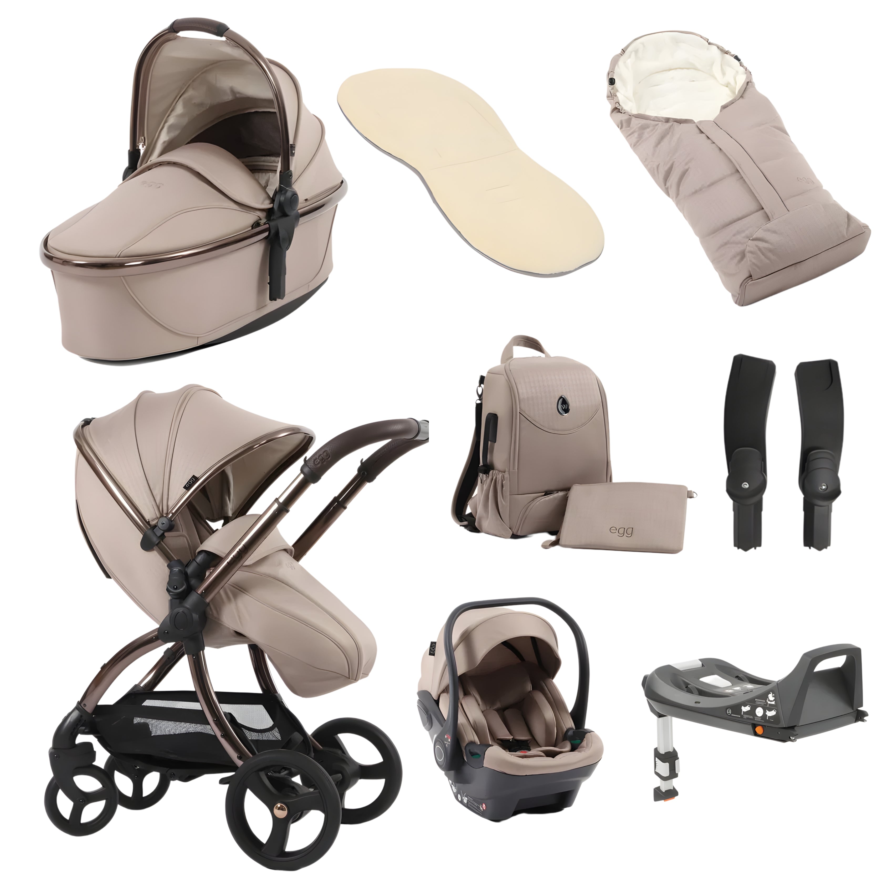 egg3 Special Edition Luxury Stroller Bundle Houndstooth Almond