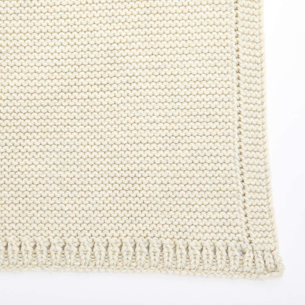 The Little Green Sheep Organic Knitted Cellular Baby Blanket - Linen