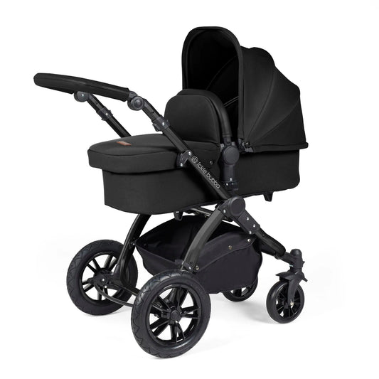 Ickle Bubba Stomp Luxe 12 Piece Cirrus Travel System + Isofix Base - Midnight Black/Black