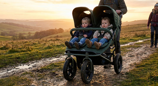 All-terrain double pushchairs for country walks