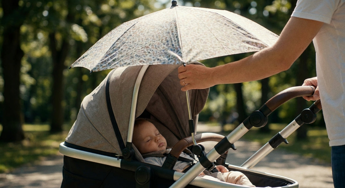 Parasols for pushchairs in strong sun