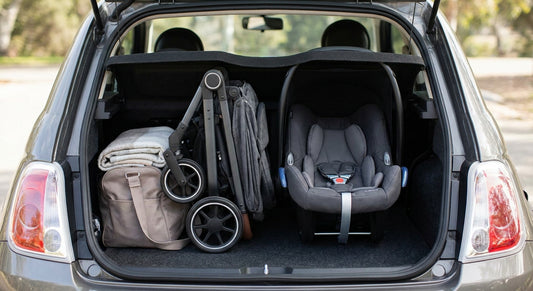 Compact fold travel systems for small car boots