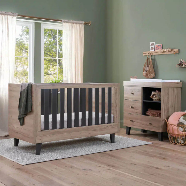 Tutti Bambini Como 2 Piece Nursery Room Set – Slate Grey/Distressed Oak