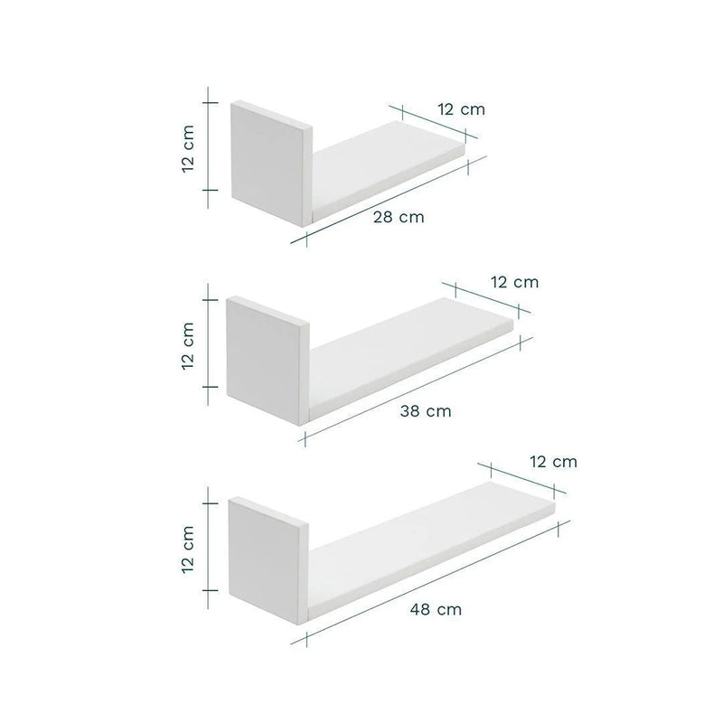 Tutti Bambini Rio Set of Three L-Shaped Wall Shelves - White
