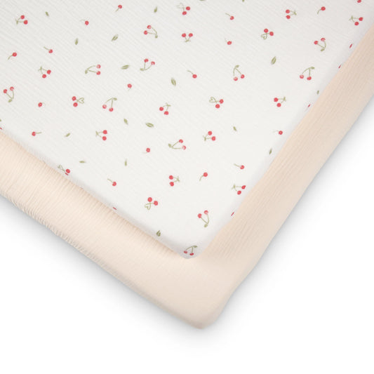 CuddleCo 2 Pack Cot Bed Sheets - Ditsy Cherry
