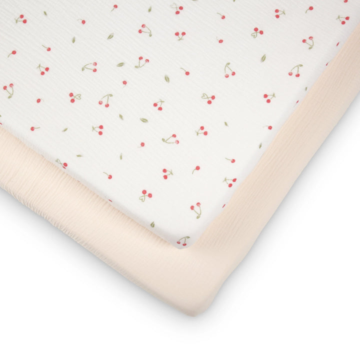 CuddleCo 2 Pack Cot Bed Sheets - Ditsy Cherry