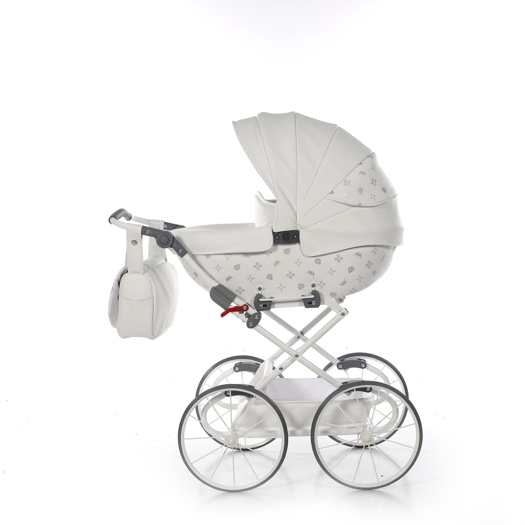 Junama IMPERIAL CLASSIC MINI WHITE LARGE WHEELS DOLLS PRAM