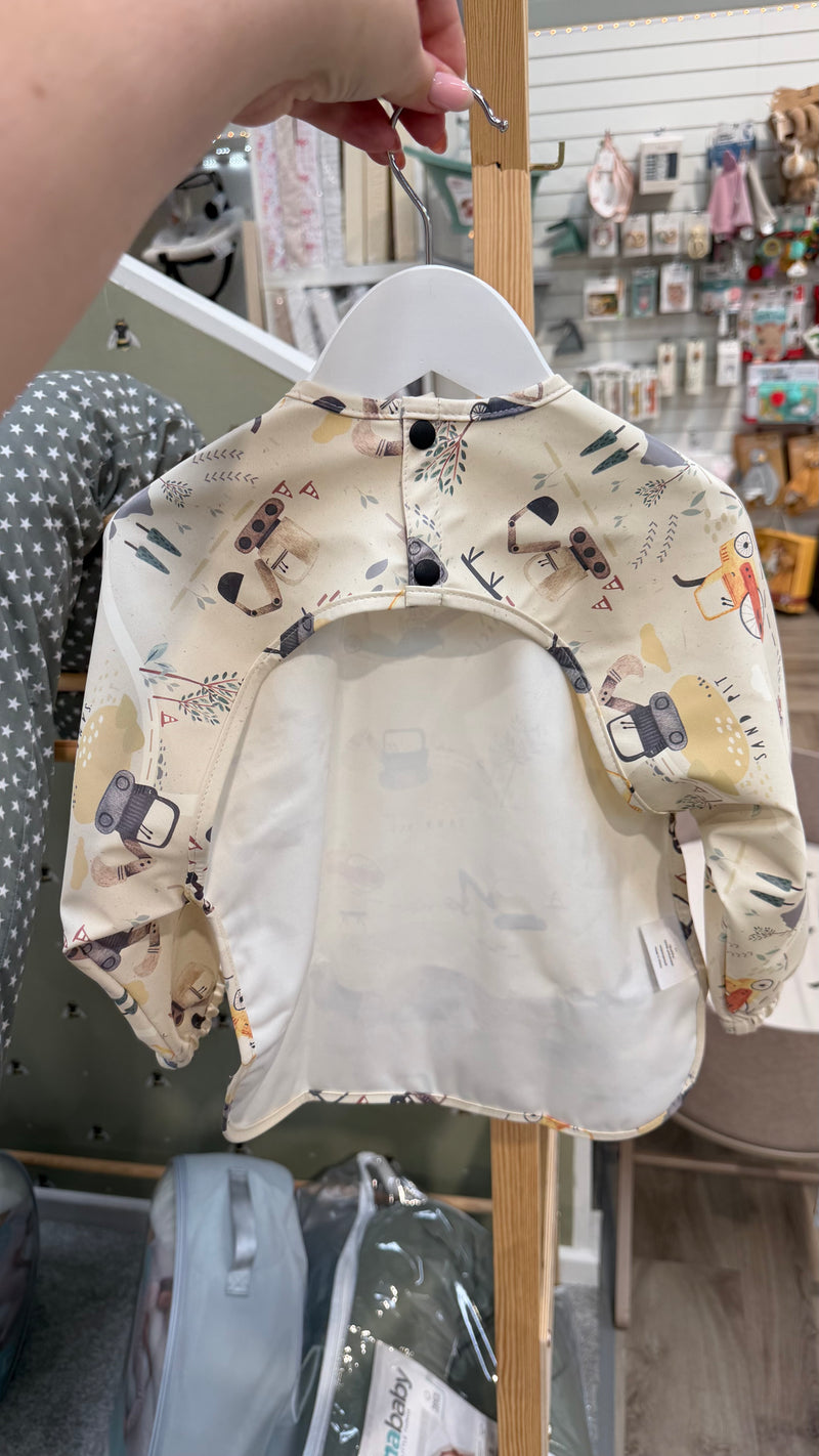 OPEN BOX Bobbin & Bumble Long Sleeved Baby Bib - Digger Land
