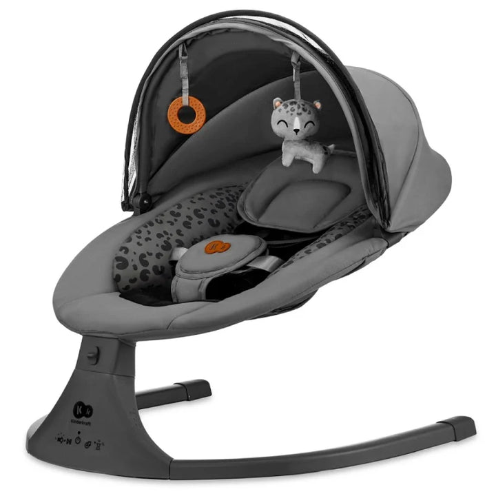 Venicci Tinum Edge, Cabriofix Isize + Isofix Base, Oyster Wiggle Crib + Kinderkraft Lumi2 Swing Bundle - Charcoal Dark Grey