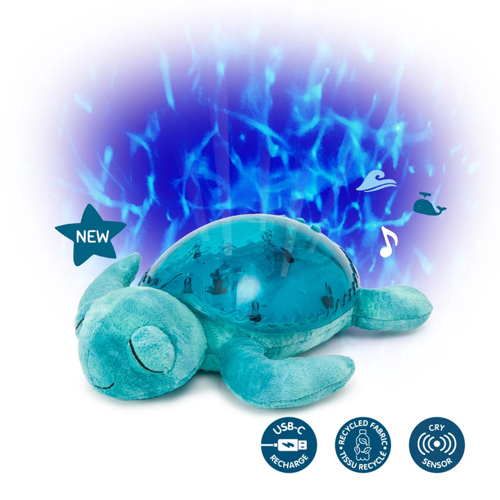 Cloud B Tranquil Turtle Rechargeable Projector Nightlight with White Noise Soothing Sounds - Aqua Blue