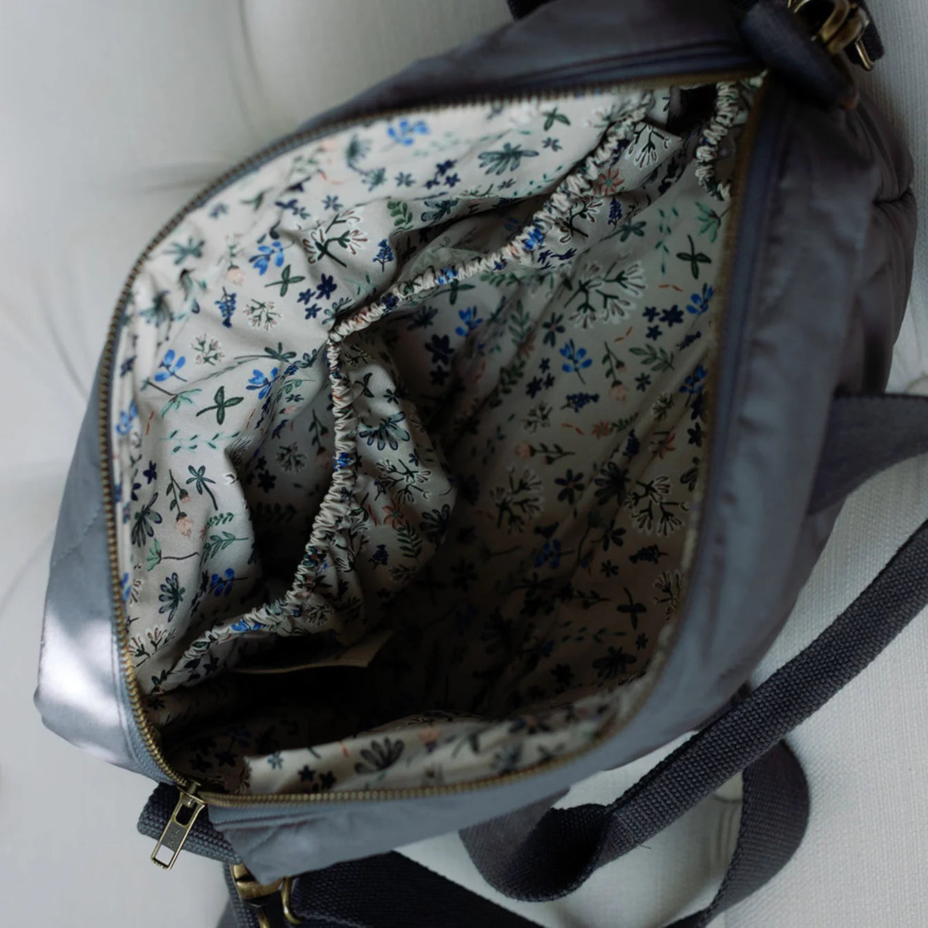 Ralphie Bear Quilted Stroller Bag - Slate/Wildflower Print