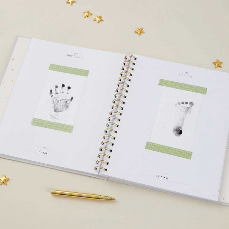 Blush & Gold My Baby Book - Baby Record Book - Misty Grey