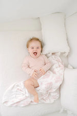 The Gilded Bird Spring Toile Pink Bamboo Baby Blanket