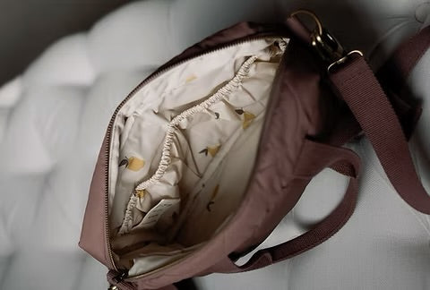 Ralphie Bear Quilted Stroller Bag - Brown/Pears Print