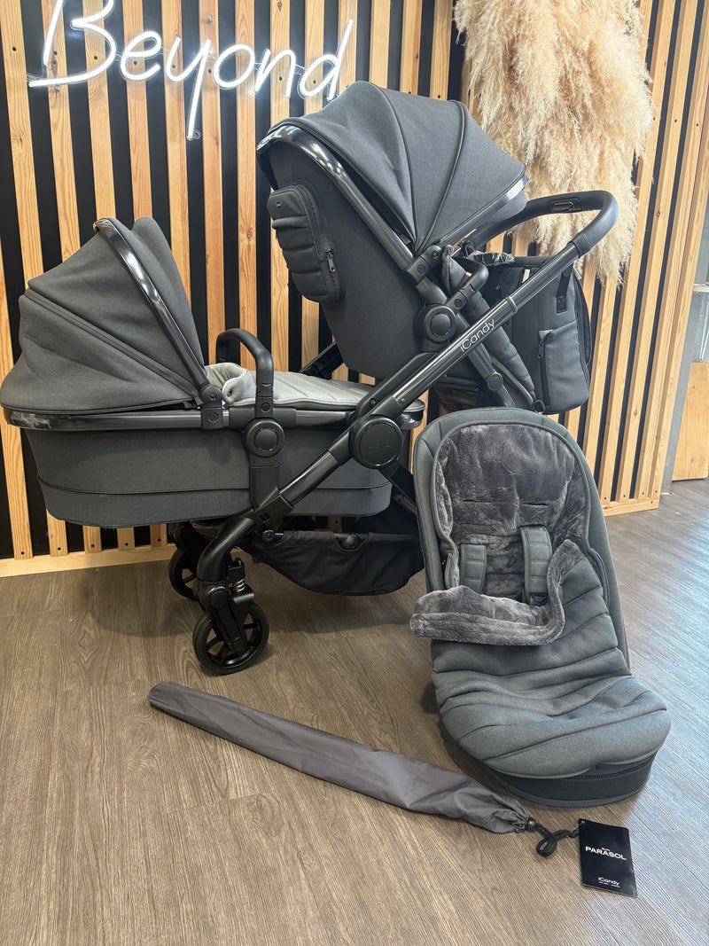 PRE LOVED iCandy Peach 7 Double Pushchair - Phantom/Truffle