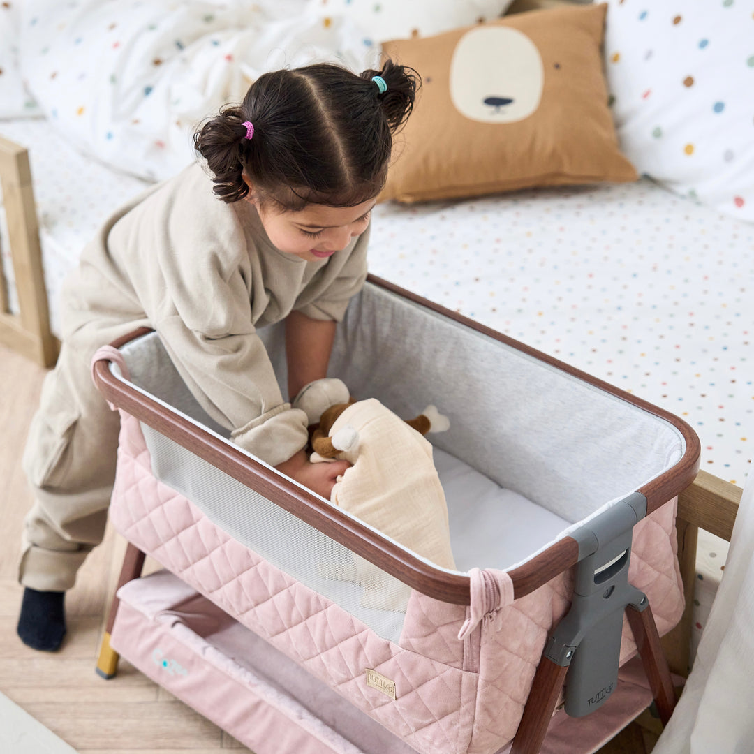 Tutti Bambini CoZee Luxe Mini Me Crib - Walnut & Blush