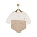 Girls Beige Needlecord Short Romper: 100% Cotton / Girls Needlecord