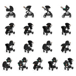 Ickle Bubba Virgo Growing Family 14 Piece Including Nimbus Car Seat + Base Travel System Bundle - Black