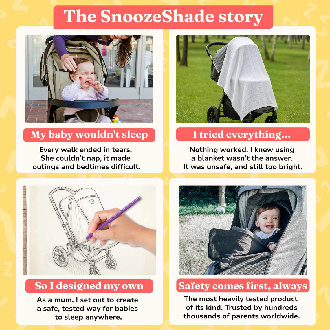 SnoozeShade Plus Deluxe Premium Stroller Sun Shade - Grey