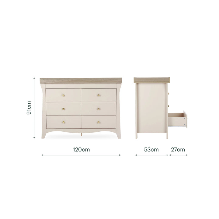 CuddleCo Clara 6 Drawer Dresser - Cashmere & Ash