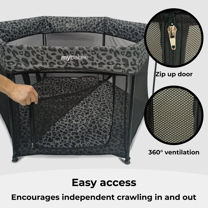 My Babiie Baby Playpen - Grey Leopard