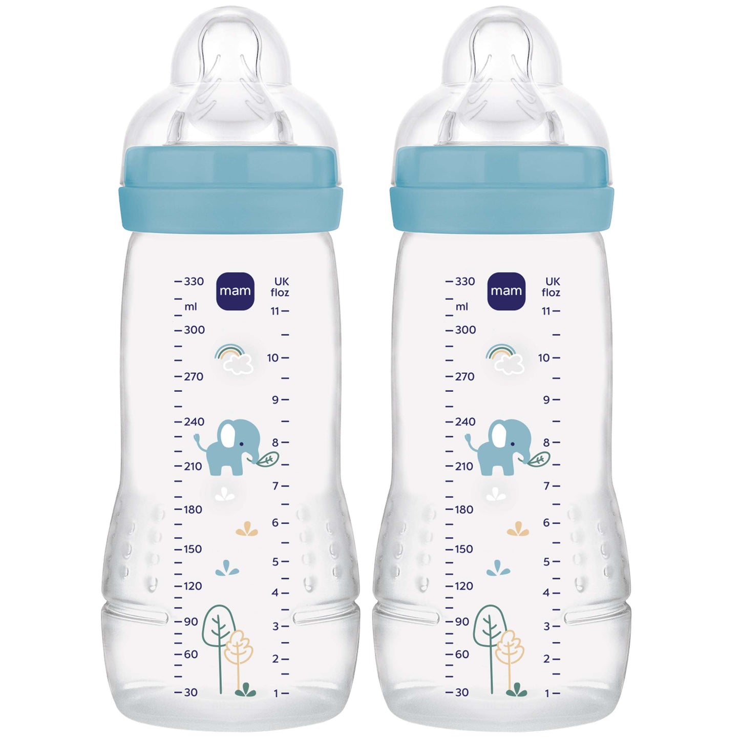 MAM Bottle Easy Active 330Ml Twin Pack - Clear Blue